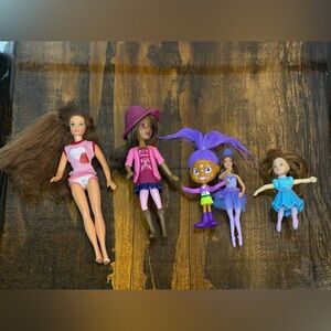 Mini Doll Cake Topper Lot Disney + Fashion Dolls Mixed Set of 5 Small Toys Pink